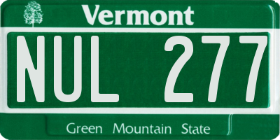 VT license plate NUL277