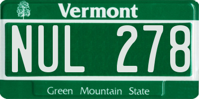 VT license plate NUL278