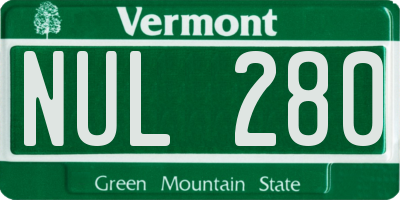 VT license plate NUL280