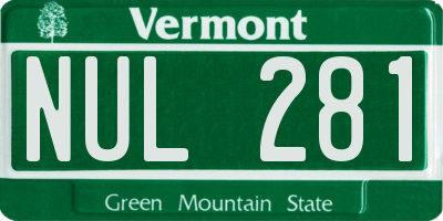 VT license plate NUL281