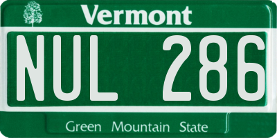 VT license plate NUL286