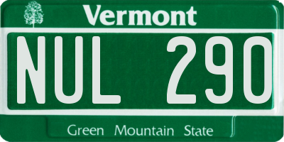 VT license plate NUL290