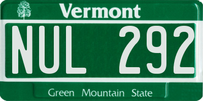 VT license plate NUL292