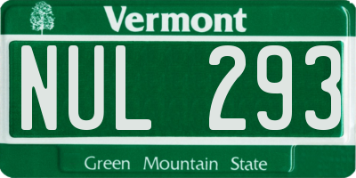 VT license plate NUL293
