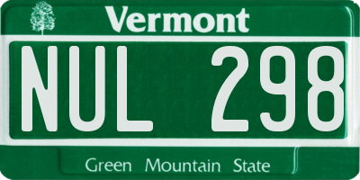 VT license plate NUL298