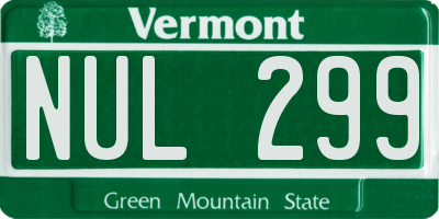 VT license plate NUL299