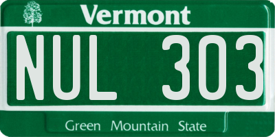 VT license plate NUL303