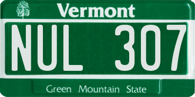 VT license plate NUL307