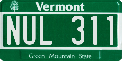 VT license plate NUL311