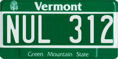 VT license plate NUL312