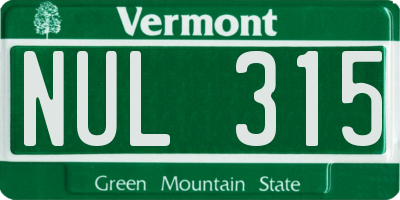 VT license plate NUL315