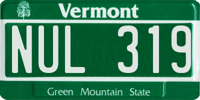 VT license plate NUL319