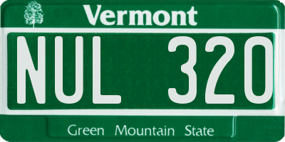 VT license plate NUL320