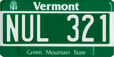 VT license plate NUL321