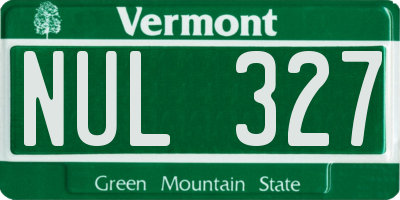 VT license plate NUL327