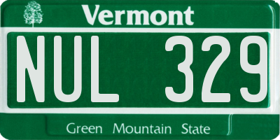 VT license plate NUL329