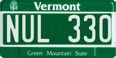 VT license plate NUL330