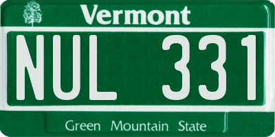 VT license plate NUL331