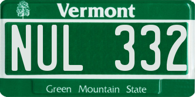VT license plate NUL332