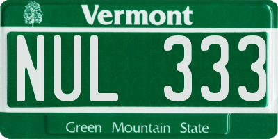 VT license plate NUL333