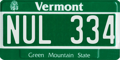 VT license plate NUL334