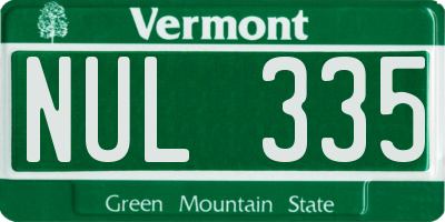 VT license plate NUL335