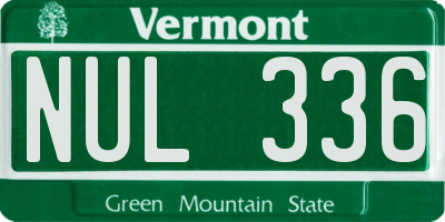 VT license plate NUL336