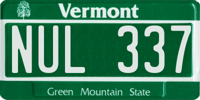 VT license plate NUL337