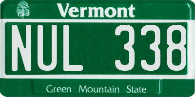 VT license plate NUL338