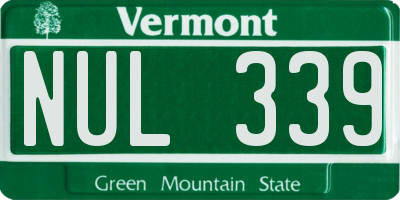 VT license plate NUL339