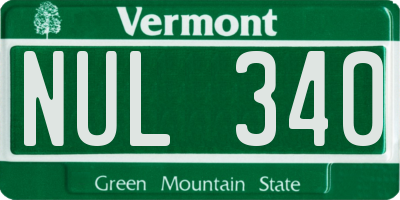 VT license plate NUL340