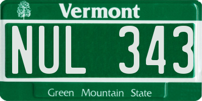VT license plate NUL343