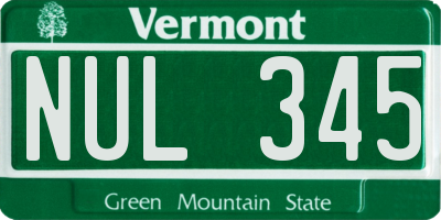 VT license plate NUL345