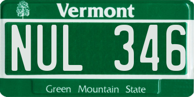 VT license plate NUL346