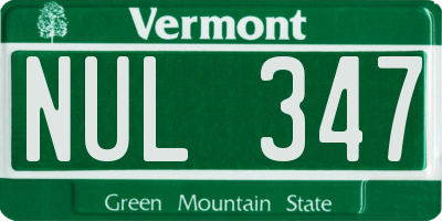 VT license plate NUL347