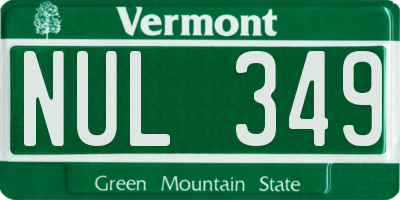 VT license plate NUL349