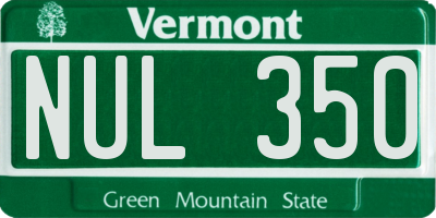 VT license plate NUL350