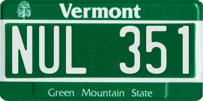 VT license plate NUL351