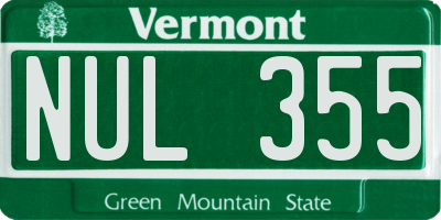 VT license plate NUL355