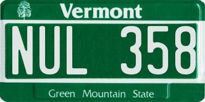 VT license plate NUL358