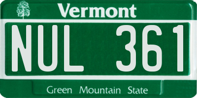 VT license plate NUL361