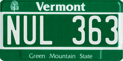 VT license plate NUL363