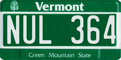 VT license plate NUL364