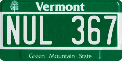 VT license plate NUL367
