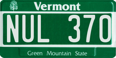 VT license plate NUL370