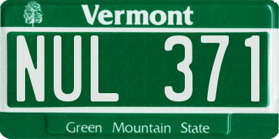 VT license plate NUL371