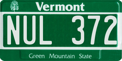VT license plate NUL372