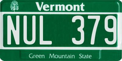 VT license plate NUL379