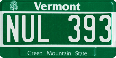 VT license plate NUL393