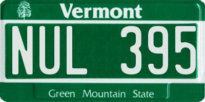 VT license plate NUL395